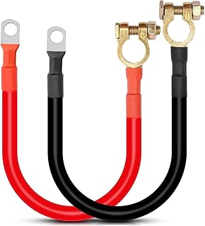 Hoypeyfiy 2 Stück Batterie Wechselrichter Kabel 25mm² 3AWG mit Batterieklemmen, für Autos, Sch…