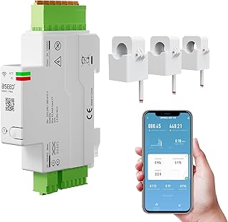 BSEED 3-Phasen Smart Stromzähler, 120A DIN-Schiene WLAN Energiezähler mit Stromverbrauchsmessun…