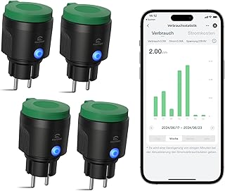 EIGHTREE WLAN Steckdose Outdoor, IP44 Außensteckdose Wasserdicht, WLAN Steckdose mit Strommessun…