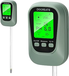 Heemol 4-in-1 Bodentester, pH Wert Rasen messen & Bodenfeuchtigkeitsmesser, Bodenthermometer für…