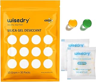 Wisedry 10g x 30 Packungen Silica Gel Sachets Beutel mit Orangenperlen Feuchtigkeitsanzeige Trock…