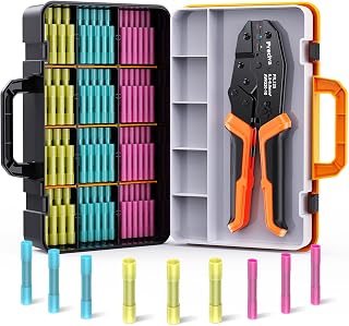 Crimpzange Kabelverbinder Set, Preciva Kabelschuhzange 0.5-6mm² mit Aufbewahrungsbox und 200pcs …