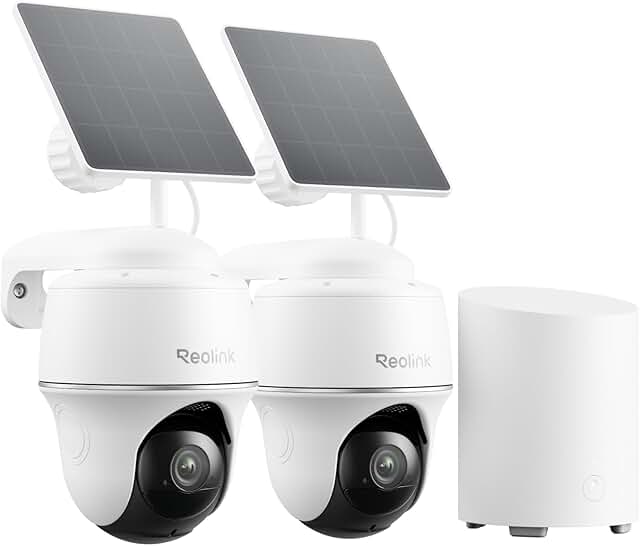 Reolink 2K Überwachungskamera Aussen Set WLAN mit Solar-/Akkubetrieb, 360° Schwenkbare, KI-Erke…
