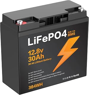 12,8V 30Ah LiFePO4 Batterie 384Wh mit integriertem BMS-Schutz | LiFePO4 Lithium Batterie mit BMS-…