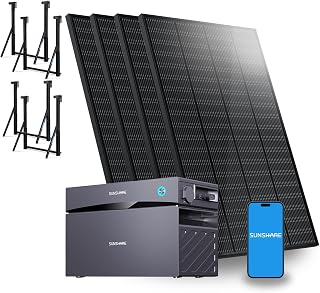 Glory Balkonkraftwerk Set mit Speicher 1,5 kWh & 4×200W RAY Solarpanels & 4×Halterung(Geländer…