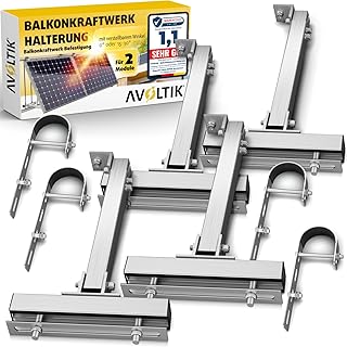 Avoltik 2x Balkonkraftwerk Halterung Balkon Geländer für alle Solarpanel-Größen I Solarmodul …