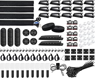 SOULWIT Kabelmanagement Kit, 4 Kabelschläuche, 7 Silikon Kabelhalter, 20+2 Kabelbinder Selbstkle…