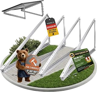 4x Balkonkraftwerk Halterung für Module bis 114,5 cm verstellbar 0–90° | Halterung Balkonkraf…
