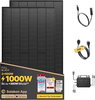 Solakon® 1000W Balkonkraftwerk – Balkonkraftwerk 800W komplett Steckdose – neuester 800 Watt Wec…