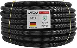 Megastore Flexibles Leerrohr Wellrohr mit Zugdraht 750N Schwarz | Klassifizierung M16 M20 M25 M32…