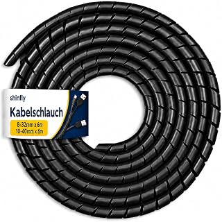 shinfly 2×6 m Kabelschlauch, Kabelschutzschlauch 8-32mm (6m), 10-40mm (6m) | Kabelschlauch Schwa…