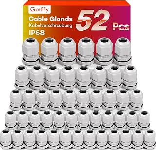 52 Stück Kabelverschraubung Set, M12 M16 M20 M25 Kabeldurchführung | IP68 Kabeldurchführung Wa…