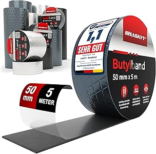 HASKYY Wasserdichtes Klebeband Butylband I 50mm*5m Anthrazit hochwertig selbstklebend mit Alumini…