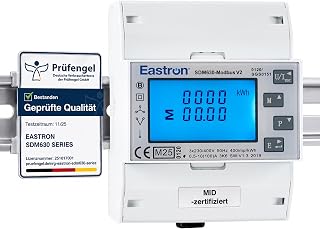 EASTRON SDM630 MODBUS-MID V2 Stromverbrauchsmesser – 1/3 Phasen Stromzähler Hutschiene – Stromme…