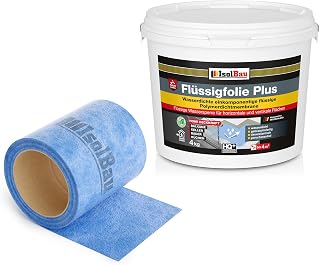 Isolbau Dichtset – Inkl. 1x Flüssigfolie PLUS (4 kg) & 1x Dichtband (5 m) für Dusche, Küche, B…