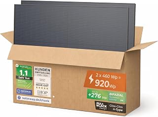 Solarway 460W Solarpanel Full Black Bifazial Glas/Glas PV Panel mit positiver Leistungstoleranz v…