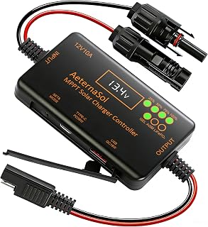 MPPT Solar Laderegler 10A mit USB-C 36W + USB 18W Schnellladung, Solarladeregler 12V mit LCD Disp…