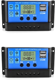 QWORK® 2 Stück Solar Laderegler, 30A 12V/24V Solar Panel Controller Intelligente Regler mit Dua…