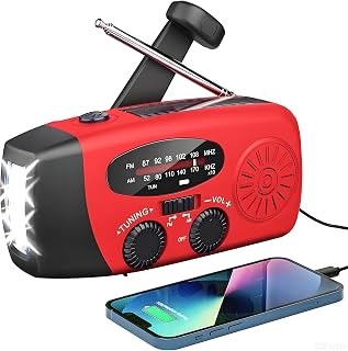 Notfall-Solarradio,Solarbaby Selbstbetriebenes Kurbelradio mit LED-Taschenlampe, SOS-Alarm,AM/FM …