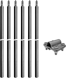 Tiefenerder V4A Set 6x 1,5m – Erdungsstangen 20mm Durchmesser aus Edelstahl + Kreuzerder Klemme -…
