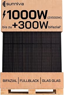 SUNNIVA® Solarpanel, 2x 500 W, FULL BLACK, Bifazial, Glas-Glas, N-Type Solarmodul, PV Module Sol…