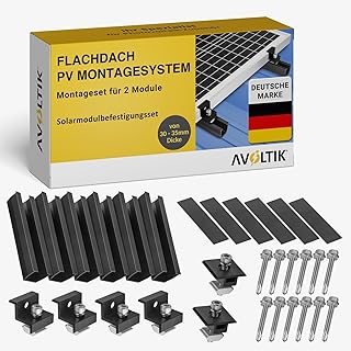 Solarpanel Halterung Flachdach I Set für 2 Panele I Solarmodul Halterung Balkonkraftwerk I Flach…