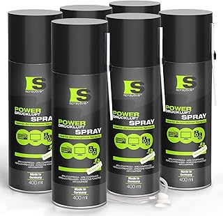 6 x 400ml Spraytive Power Druckluftspray: Mit 10cm + 50cm Sprühverlängerung – Reinigung von Tas…