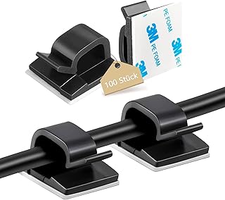 100 Stück Kabelhalter, Outdoor Indoor Kabelclips Selbstklebend für Kabelmanagement, Kabelführu…