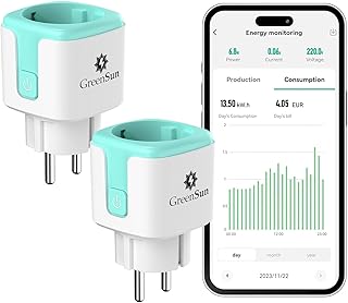 GreenSun Stromzähler für Steckdose Wlan Steckdose – Stromzähler für Balkonkraftwerk Smart Lif…