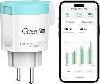 GreenSun Stromzähler Steckdose Wlan Steckdose – Stromzähler für Balkonkraftwerk Smart Life Str…