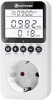 KETOTEK Stromverbrauchsmesser, Stromzähler für steckdose, Energiekostenmessgerät Mit LCD Bilds…