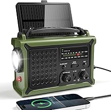 Mesqool Kurbelradio, Solar Notfallradio mit AM/FM Empfang, 12000mAh Wiederaufladbare Powerbank, I…