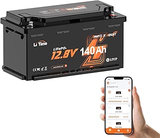 LiTime LiFePO4 12V 140AH H190 Bluetooth Lithium Batterie, Upgrade 150A BMS Batterien für Wohnmob…