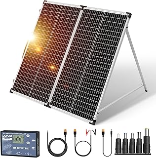 DOKIO Solarkoffer 160W 18V Monokristalline Solarpanel Faltbar mit Solarladeregler (LCD Anzeige + …