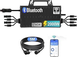 Mikro Wechselrichter 2000w, Solar PV Wechselrichter mit WLAN, IP67 wasserdicht, mit 5m AC Kabel f…