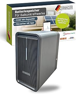 SCHWAIGER Batteriespeicher 2240 Wh I LiFePO4 Speicher für Balkonkraftwerk I kompakter & wartungs…