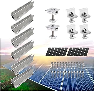 Montageset für 2 PV Module – Solarmodul & Balkonkraftwerk Halterung Schienen Endklemmen Mittelkl…