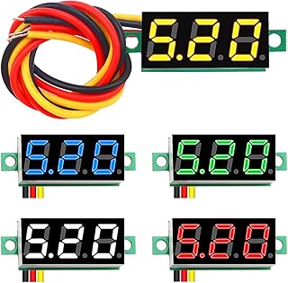 YIXISI 5 Stück 0.28 Zoll Mini Digital Voltmeter, Messbereich DC 0-100V Drei-Draht Spannungsprüf…
