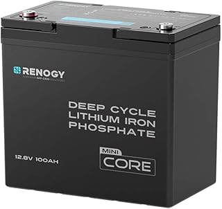 Renogy 12V 100Ah Core Mini LiFePO4 Lithium-Eisenphosphat-Batterie, Verbessertes 100A BMS 5000 Zyk…