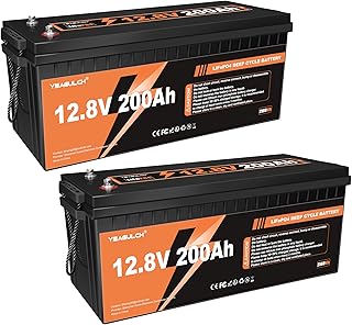 2 Stück 12V 200Ah LiFePO4 Batterie Lithium Eisenphosphat Akku 2560Wh, 200A BMS, 6000 Zyklen Idea…