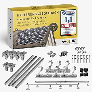 Solar Halterung Ziegeldach I Set für 2 PV Module 30-40mm I Solarmodul Halterung Balkonkraftwerk …
